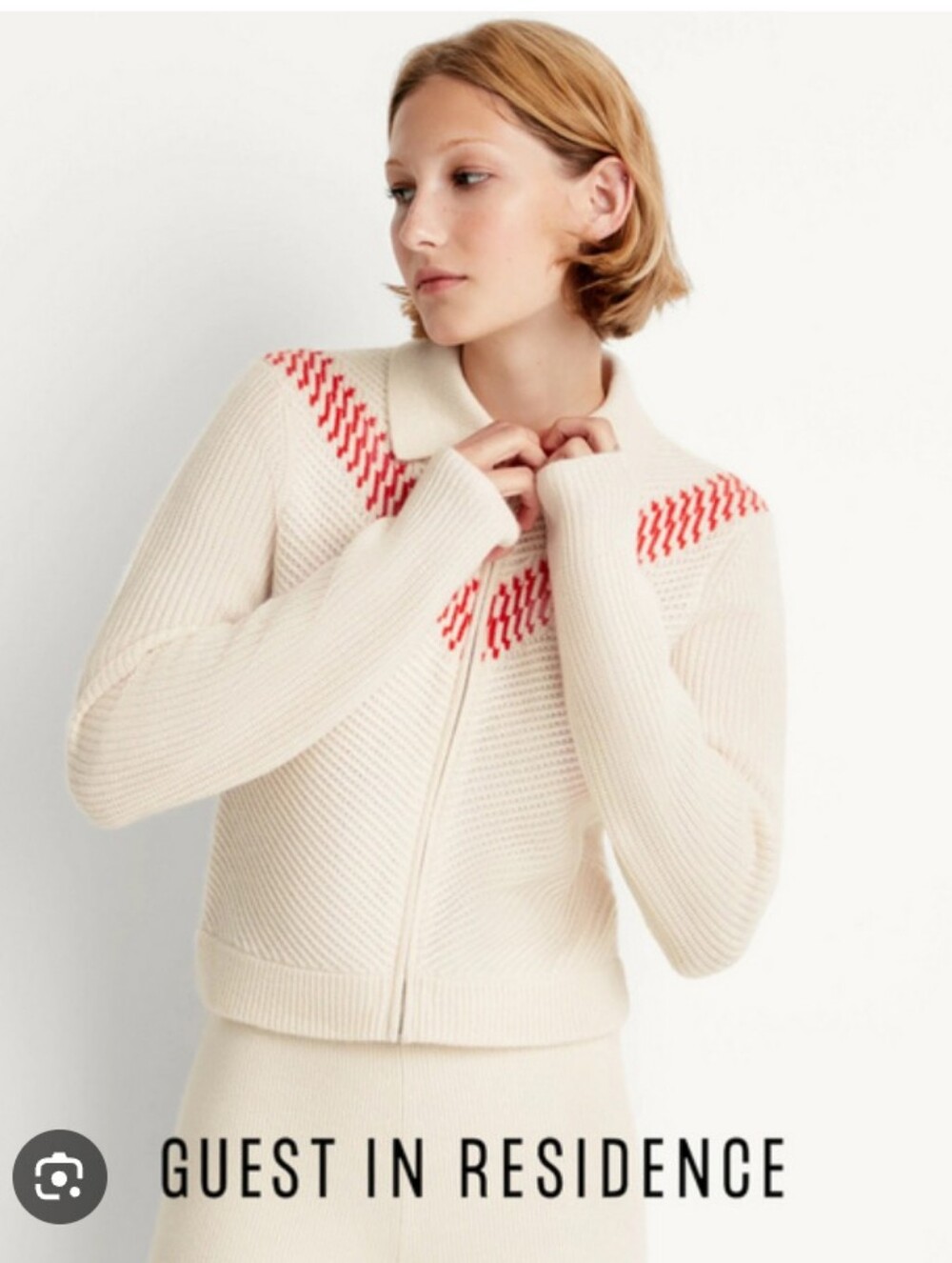 Guest In Residence Knuttersc100% Cashmere Cream Zip-Front Sweater Size S